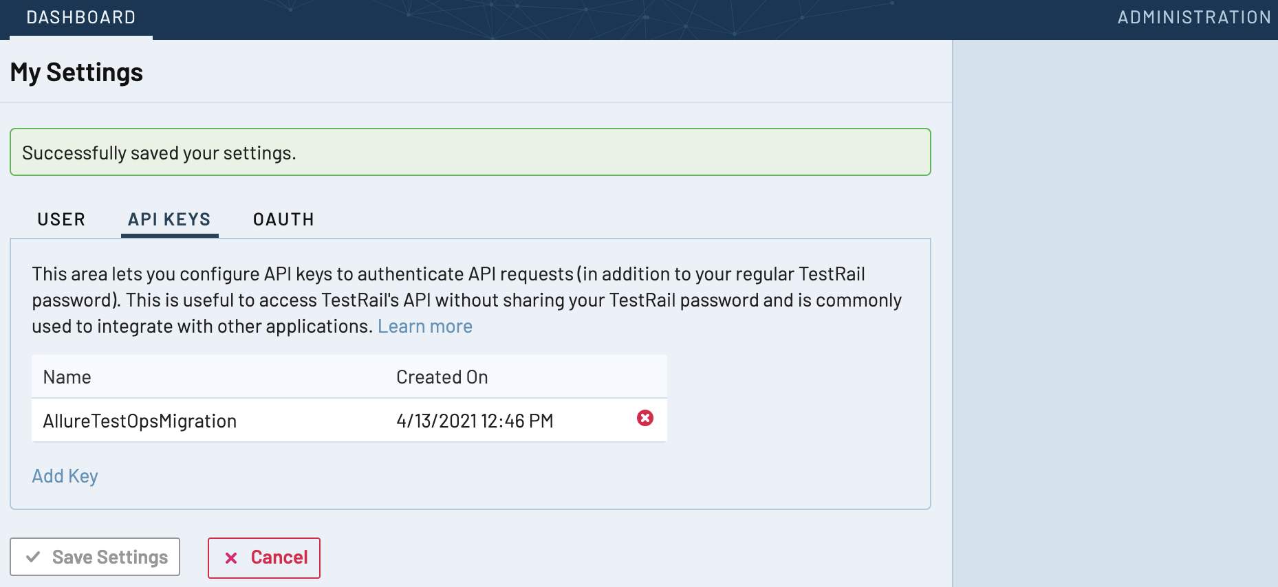 API must be saved